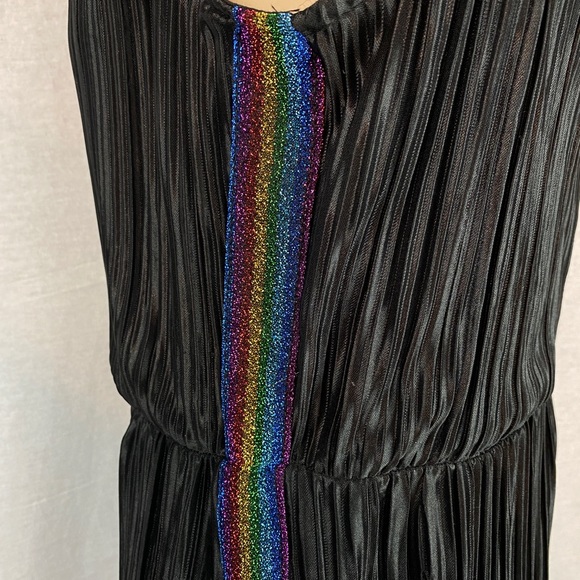 NWT Disco Retro Crinkle Black Sparkle Jumpsuit - Picture 9 of 10